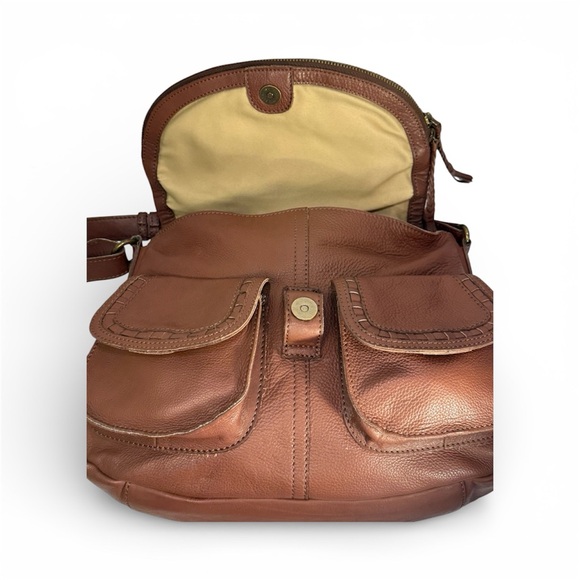 Lucky Brand Boho Bag Modesto Stash Flap Saddle Brown Leather EUC - Picture 5 of 14